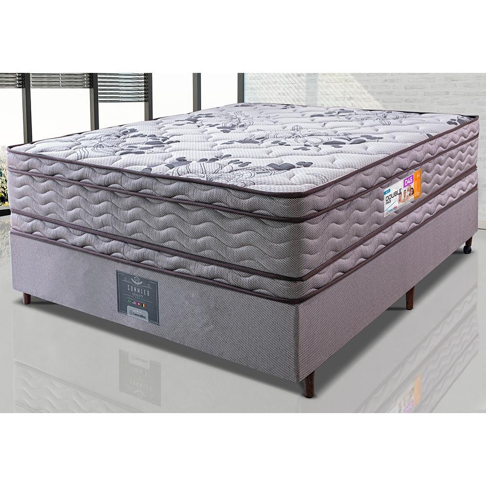 Cama Box Casal Colchão OrtoFirm + Box 138x188x71 Double Face Espuma D45 Cinza em Oferta na Shopee