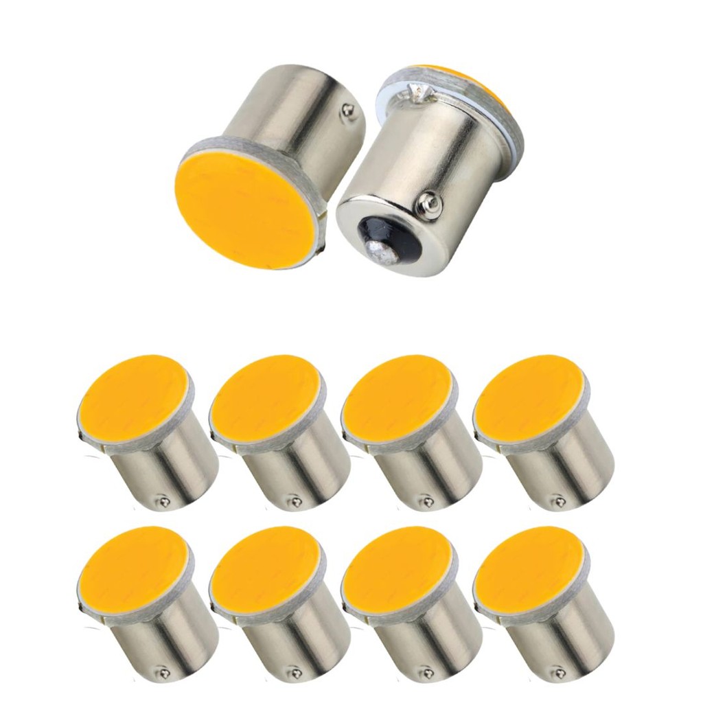 KIT 10 LAMPADA COB LED BA15S 1 POLO P21W 1156 1141 LARANJA 12V