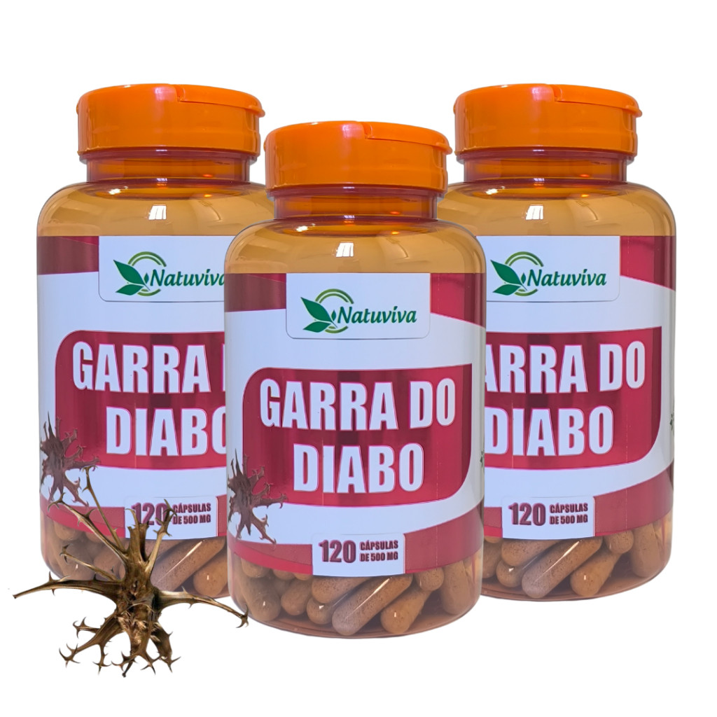 Garra do Diabo 120 Cáps 500mg Natuviva | Suplemento Natural | Kit 1, 2 ou 3 Frascos em Oferta na Shopee
