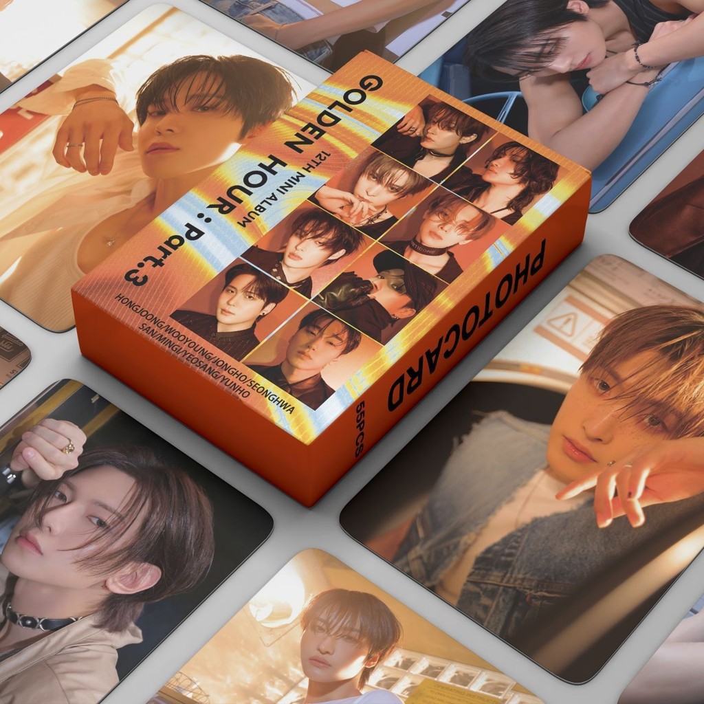 KPOP Cartões Fotográficos ATEEZ GOLDEN HOUR : Parte . 3 Cartão De Coleção 55pcs/box