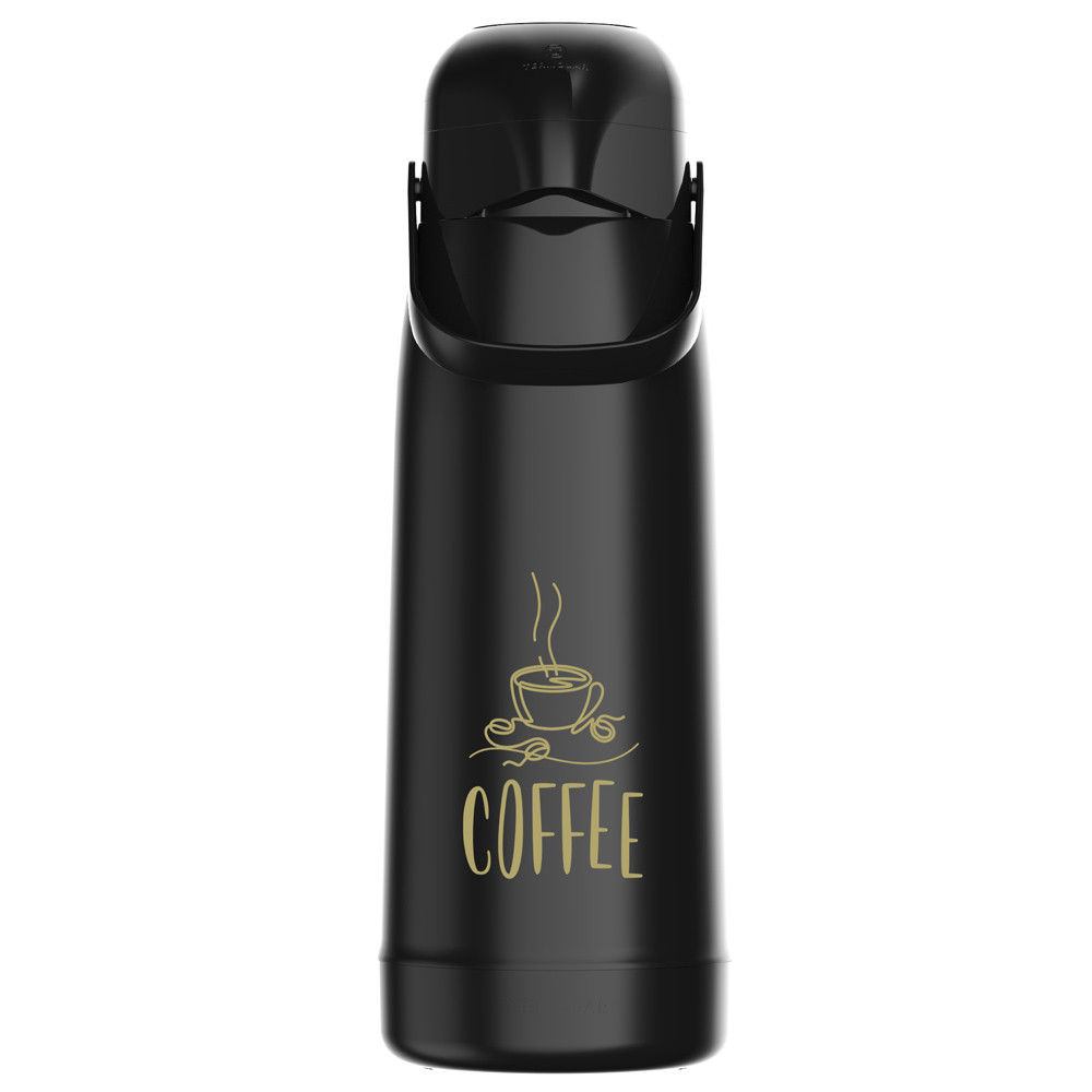 Garrafa Térmica Grande Magic Pump 1,8 Litros Cor Preta Decorada Cafe Termolar
