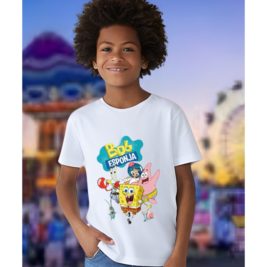 Camiseta Infantil Menino Algodão Personagens Estampada Tendência Moda Kids
