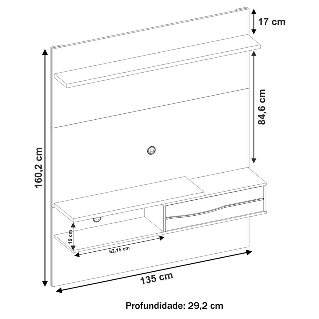 Detalhes do Painel para TV até 55 Polegadas 1 Porta Eagle - Pnr Móveis