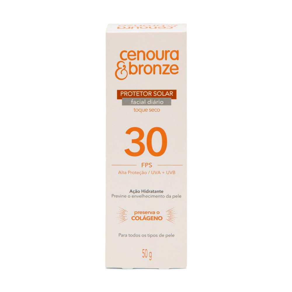 Protetor Solar Facial Cenoura E Bronze FPS 30 50g em Oferta na Shopee