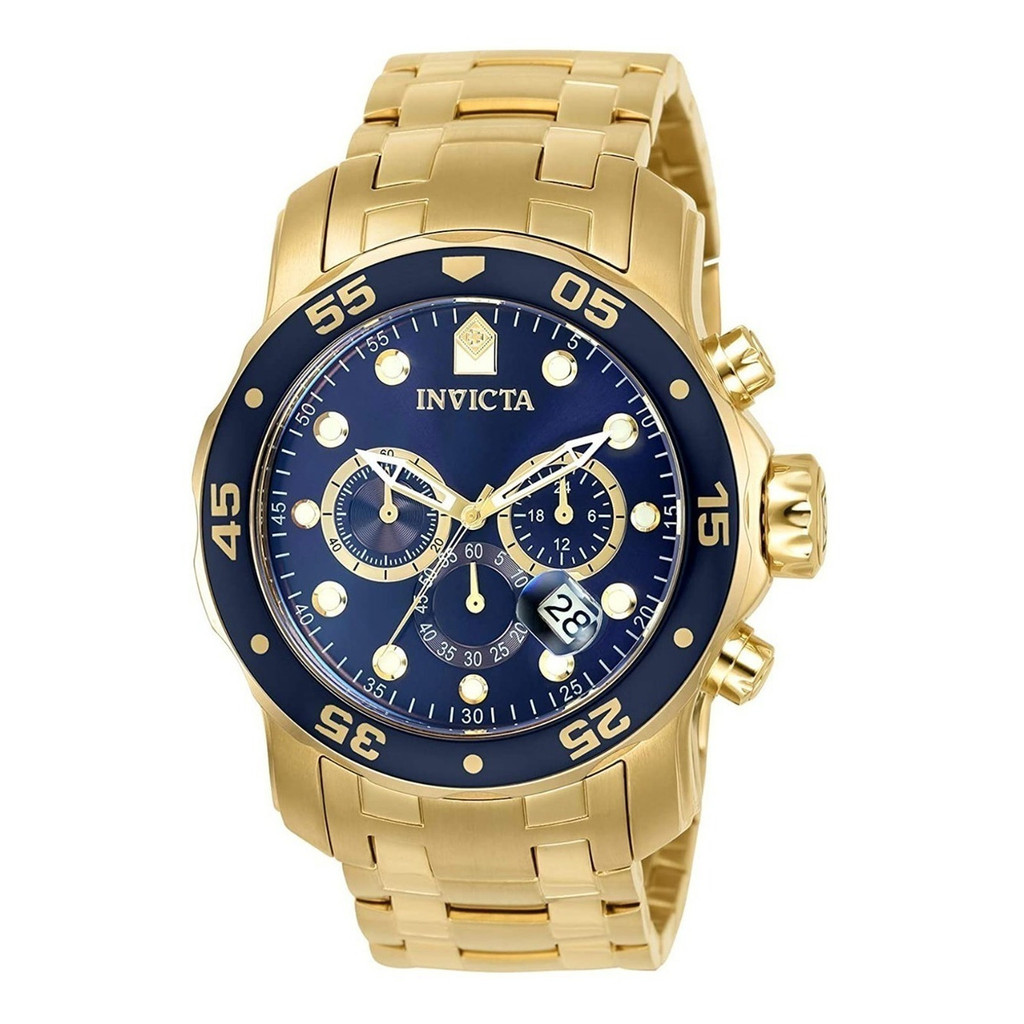 Relógio de pulso Invicta 0073 com corria de aço inoxidável cor dourado - fondo azul