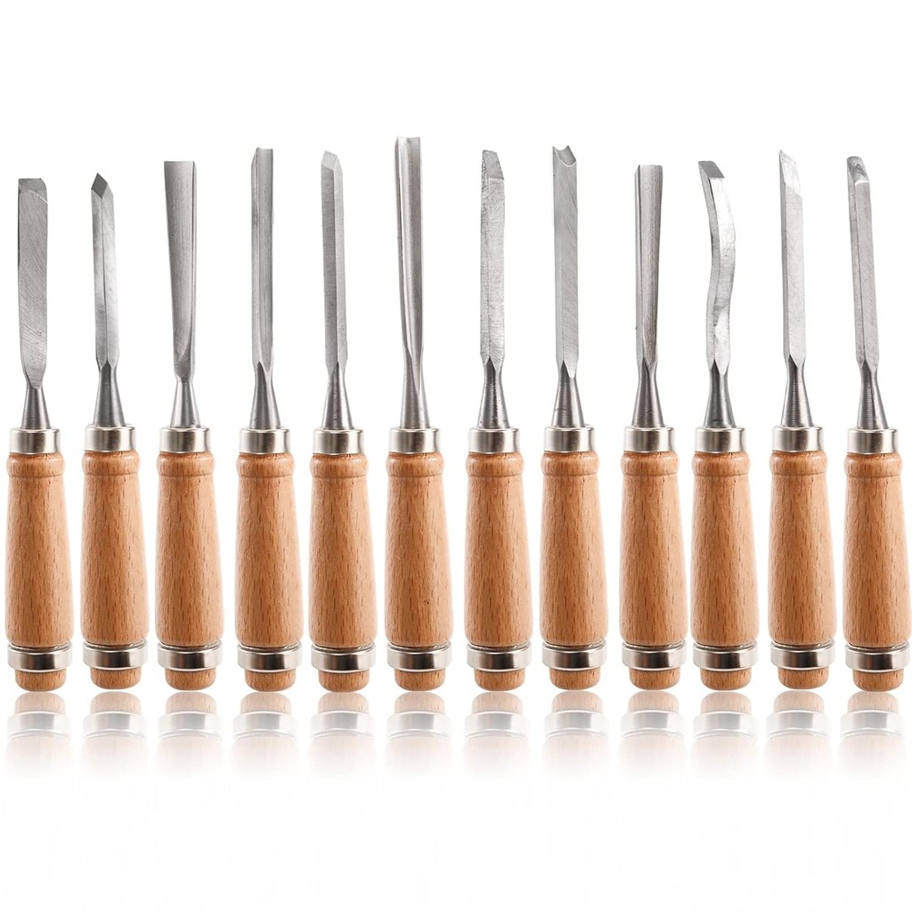 Kit Jogo Com 12 Formão Profissional Entalhar Madeira Goiva Xilogravura