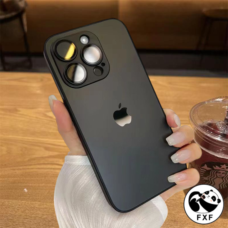Capa Luxuosa De Acrílico De Titânio Para iPhone Air 17 16 15 14 13 12 11 Pro Max Com Filme De Lente Proteção Total