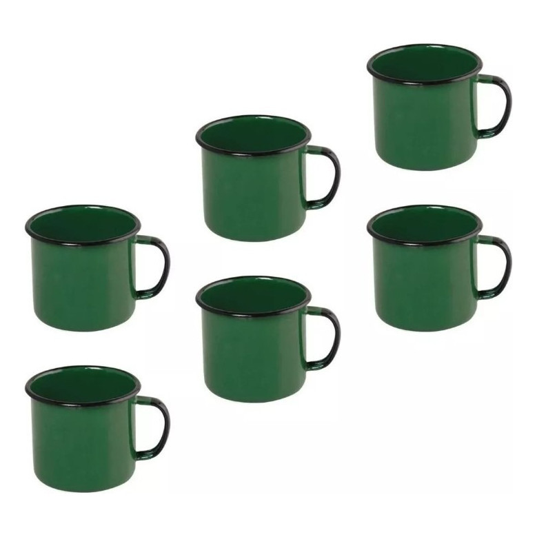 Caneca Esmaltada VERDE Retro Xicara 80ml 6 Unidades Xicara