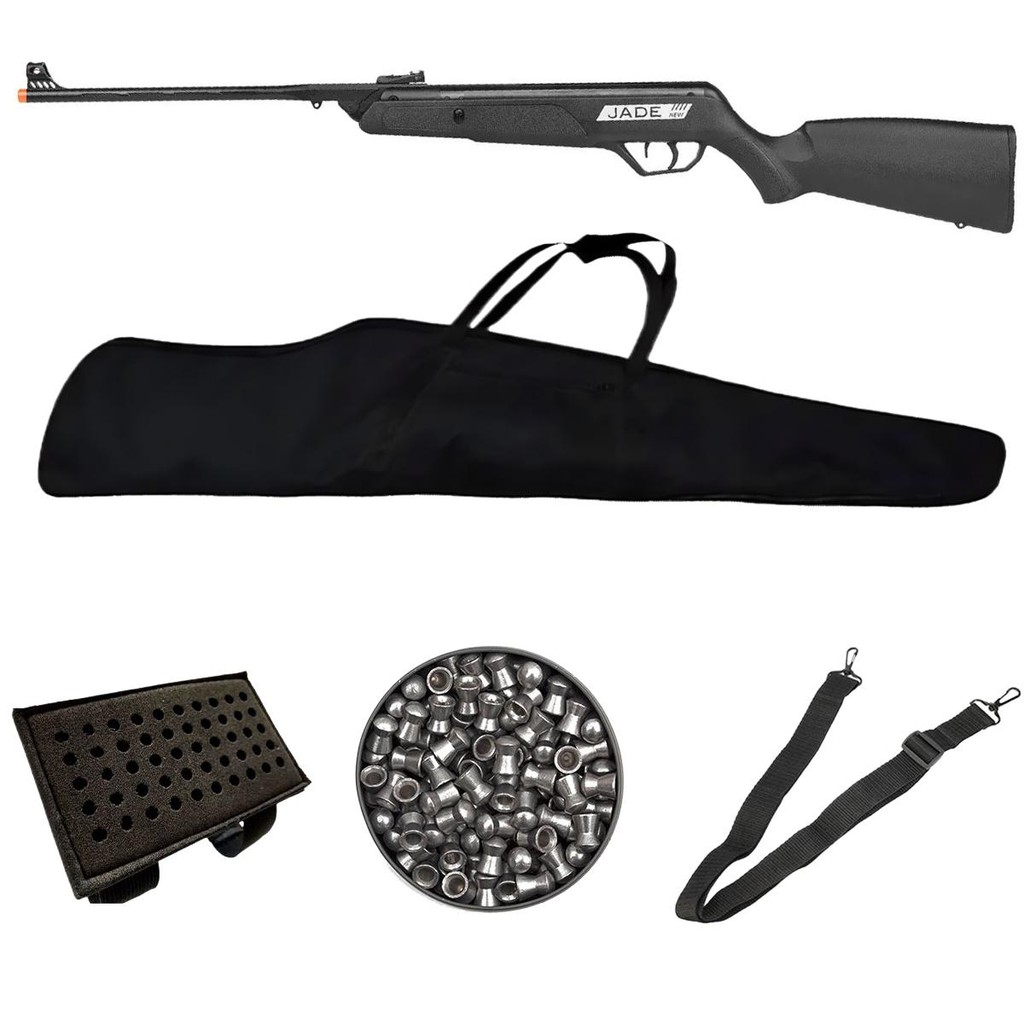 Carabina de Pressão New Jade Oxidada 5.5mm - CBC + Chumbo + Bandoleira + Porta Chumbo + Capa em Oferta na Shopee