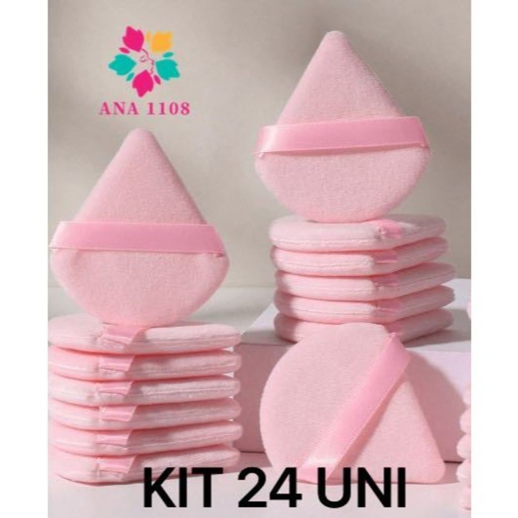 ANA1108 Kit 24/48 unidades Esponja Triangular Para Pó De Veludo Maquiagem - Beauty