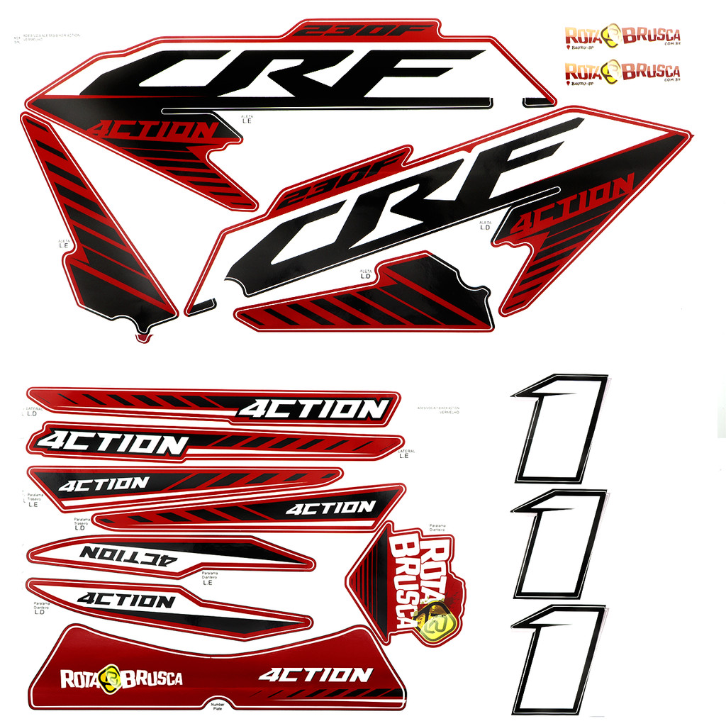 Kit Adesivos Take Plástico Biker 4ction Honda Crf 230 Trilha Enduro Motocross em Oferta na Shopee
