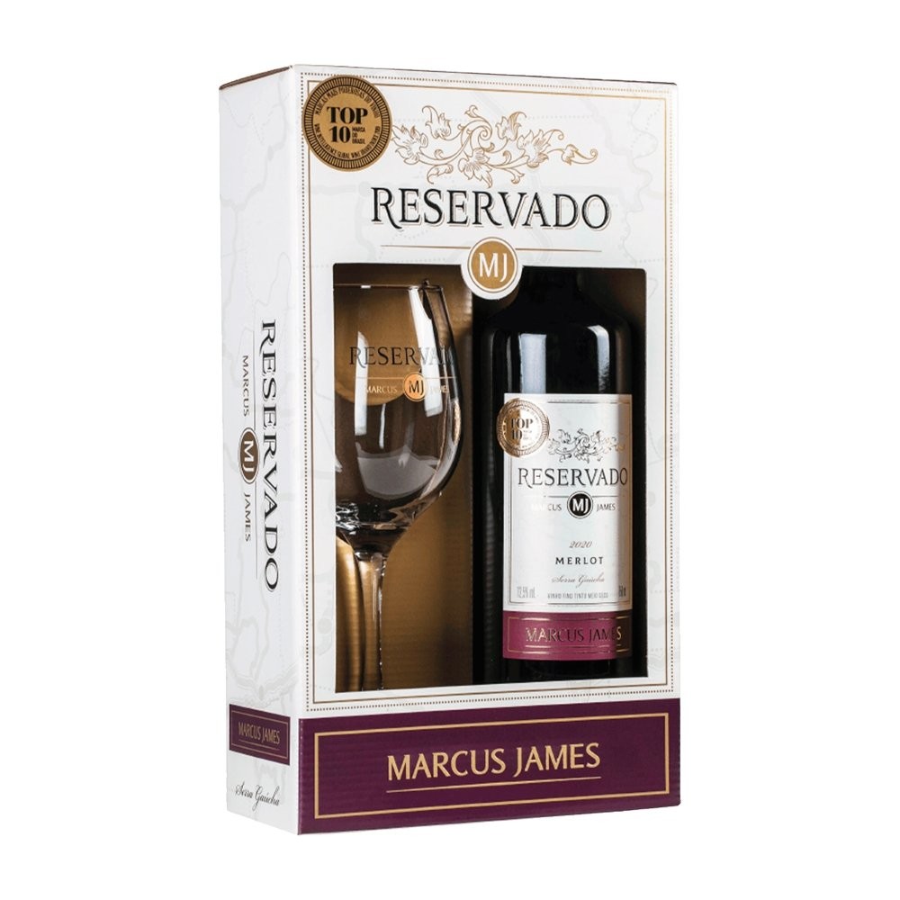 Vinho Reservado Marcus James Merlot Meio Seco Tinto 750ml + 1 Taça em Oferta na Shopee