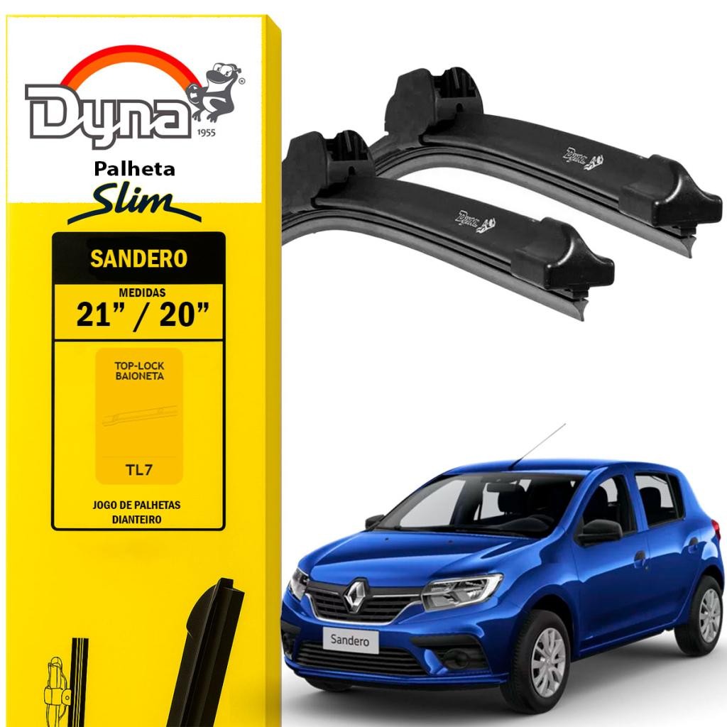 Kit palheta parabrisa dianteiro Sandero 2014 em diante Original Dyna Funcionamento Silencioso em Oferta na Shopee