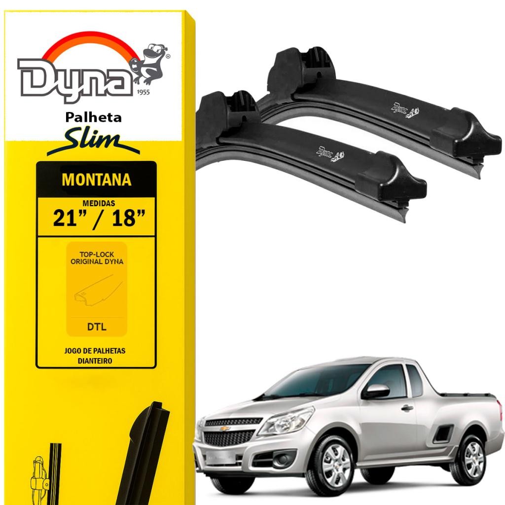 Jogo palheta parabrisa dianteiro Montana 2012 a 2019 Original Dyna Limpeza Precisa