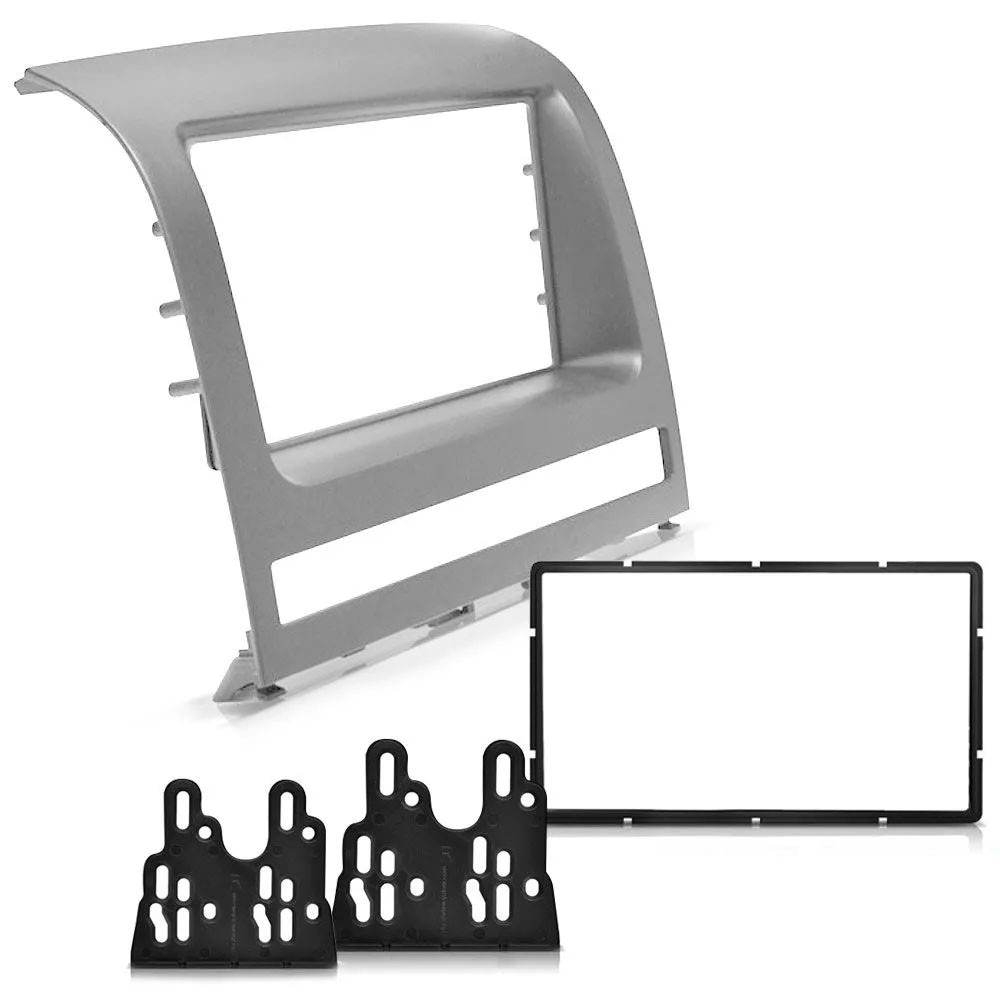 MOLDURA 2 DIN FIAT PALIO/STRADA ADVENT/PALIO WEEKEND/PALIO ADV/IDEIA/SIENA 08/12 - PRATA- UV PROTEC
