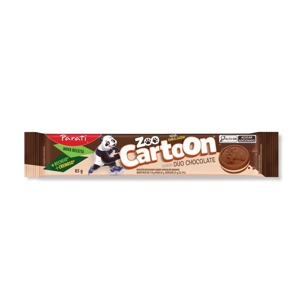 Biscoito Recheado Zoo Cartoon® Duo Chocolate Branco Parati® 85g