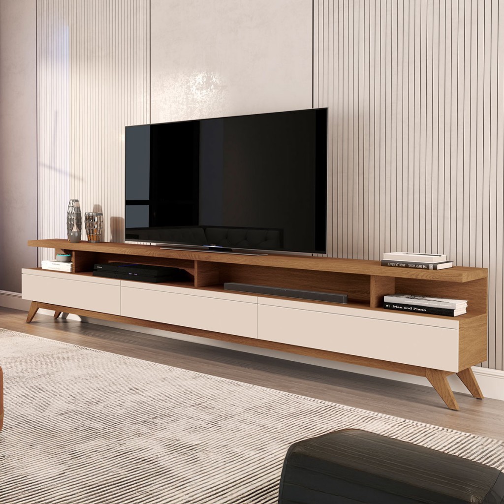 Rack para TV 86 Polegadas Vivare 3 Gavetas -  Giga Móveis em Oferta na Shopee