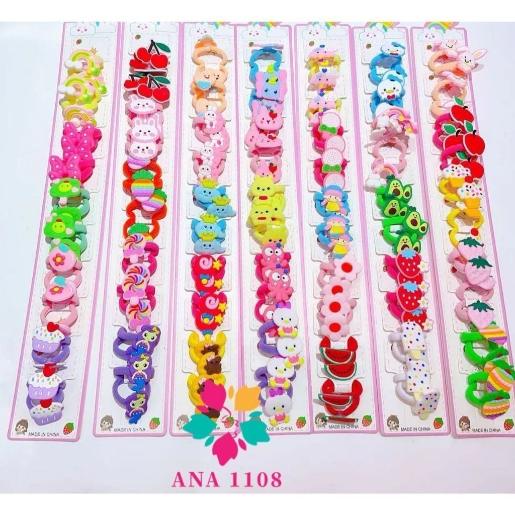 Cartela com 10 pares de xuxinhas com Detalhes de Silicone Laço/Borboleta/Coroa/Unicornio/Aleatorio · foto 2