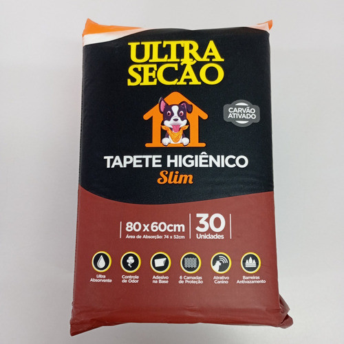 Tapete Higiênico Great Pets Ultra Secão Carvão Ativado 80x60cm 30 Unidades