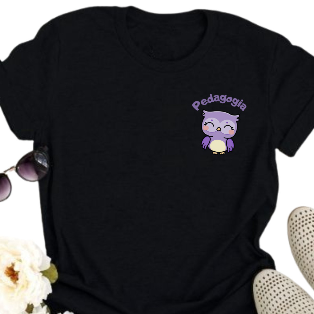 Camiseta T Shirt Blusa Feminina Coruja Profissão pedagogia Educação Curso Faculdade Pedagogia ENVIO RAPIDO