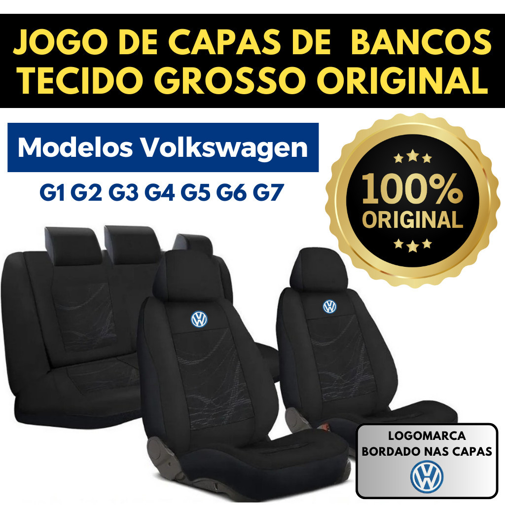 Kit de Capa De Banco Carro Volkswagen Tecido Grosso Original Automotivo VW Gol G1 G2 G3 G4 G5 G6 G7