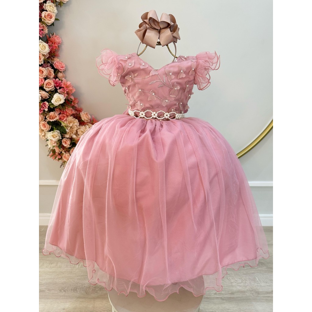 Vestido Infantil Longo Rose Damas Festas formatura