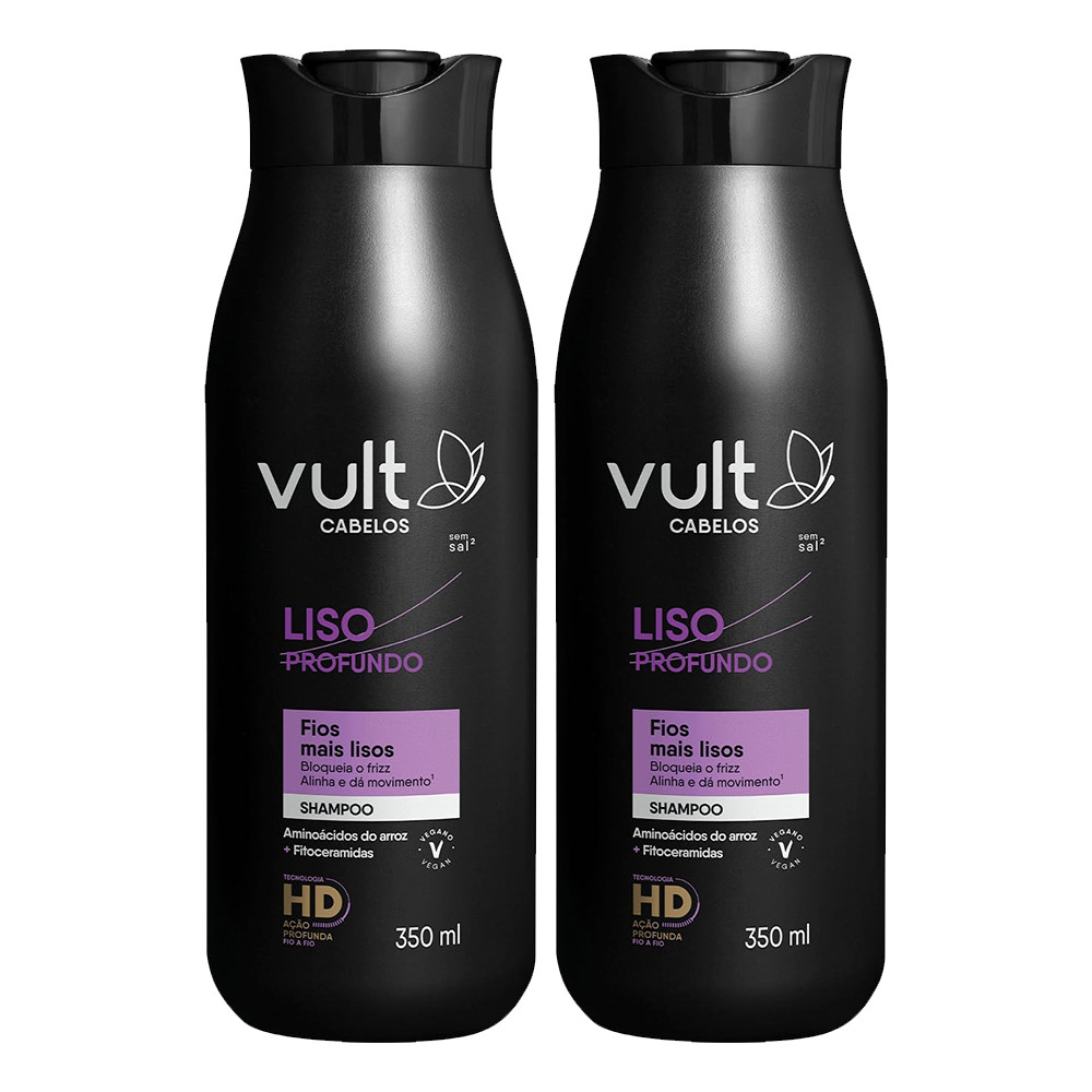 Kit 2 Shampoo Cabelos Lisos Anti Frizz Liso Profundo 350ml Vult
