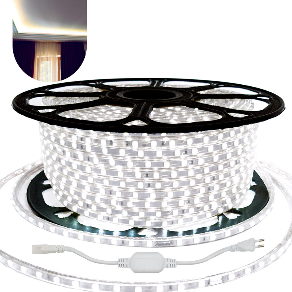 Fita Led 5050 Com fonte 110v ou 220v 10 Metros Provad'água Luz Frio em Oferta na Shopee