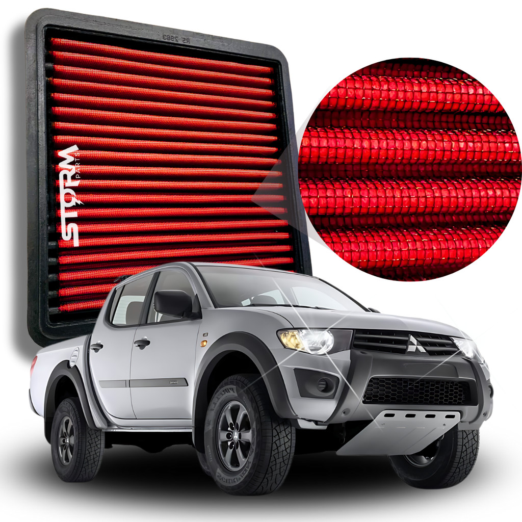 Filtro Ar Esportivo mitsubishi L200 Triton Motor 3.2 Turbo Diesel 2008 a 2018 Lavavel Reutilizável