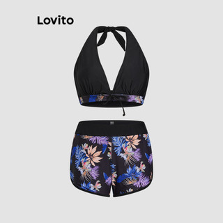 Lovito Biquíni Sexy Tropical Costas Nus com Amarração para Mulheres LNL47007 em Oferta na Shopee