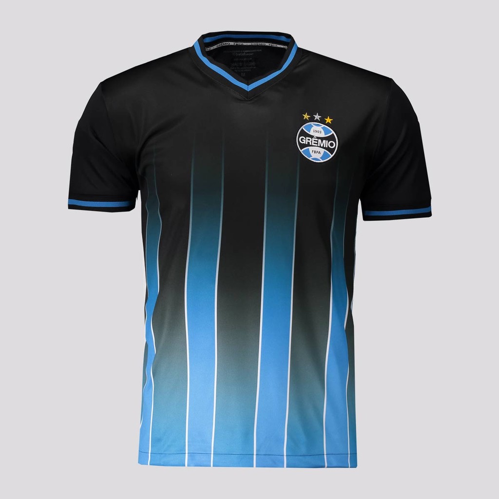 Camisa Grêmio Degradê Preta e Azul em Oferta na Shopee