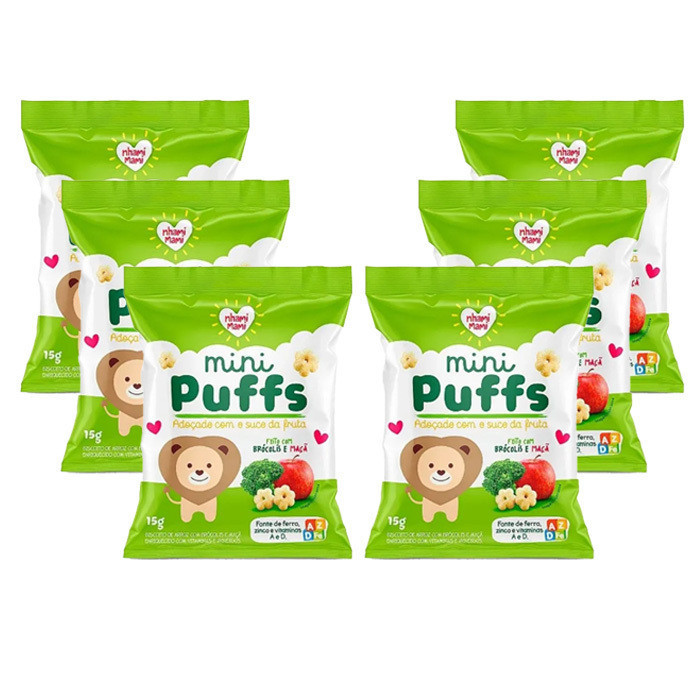 MINI PUFFS BRÓCOLIS E MAÇÃ 24X15g - NHAMIMAMI