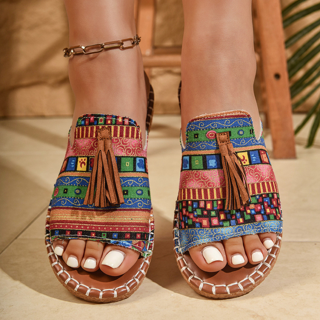 Tamanho Grande 2025 Verão Novo Estilo Chinelos Femininos Com Borla Boca De Peixe Sola Macia Sandálias Casuais China em Oferta na Shopee