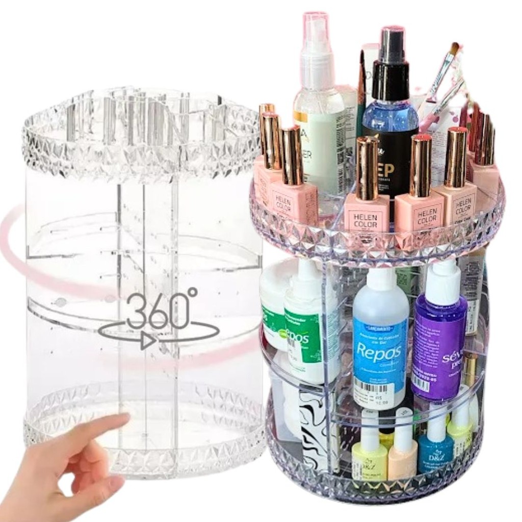 Organizador de mesa giratório manicure 3 bases organizador de maquiagem esmalte manicure