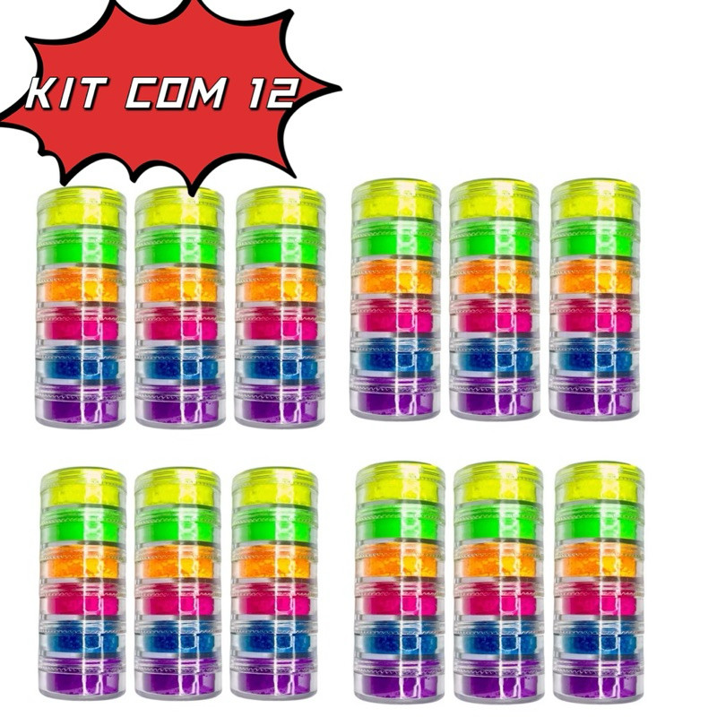ATACADO-KIT COM 12 Sombra Maquiagem Pigmento Neon Carnaval/maquiagem, Tinta ,sombra, cílios, boca .