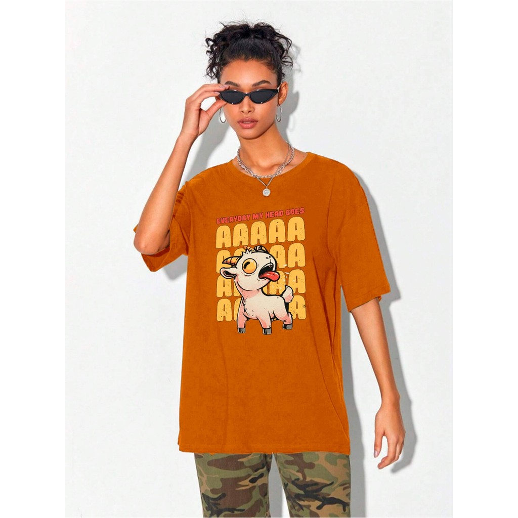 Camiseta Unissex Oversized Feminina Streetwear Desenho Animal Masculina Aesthetic Estampado Cabra