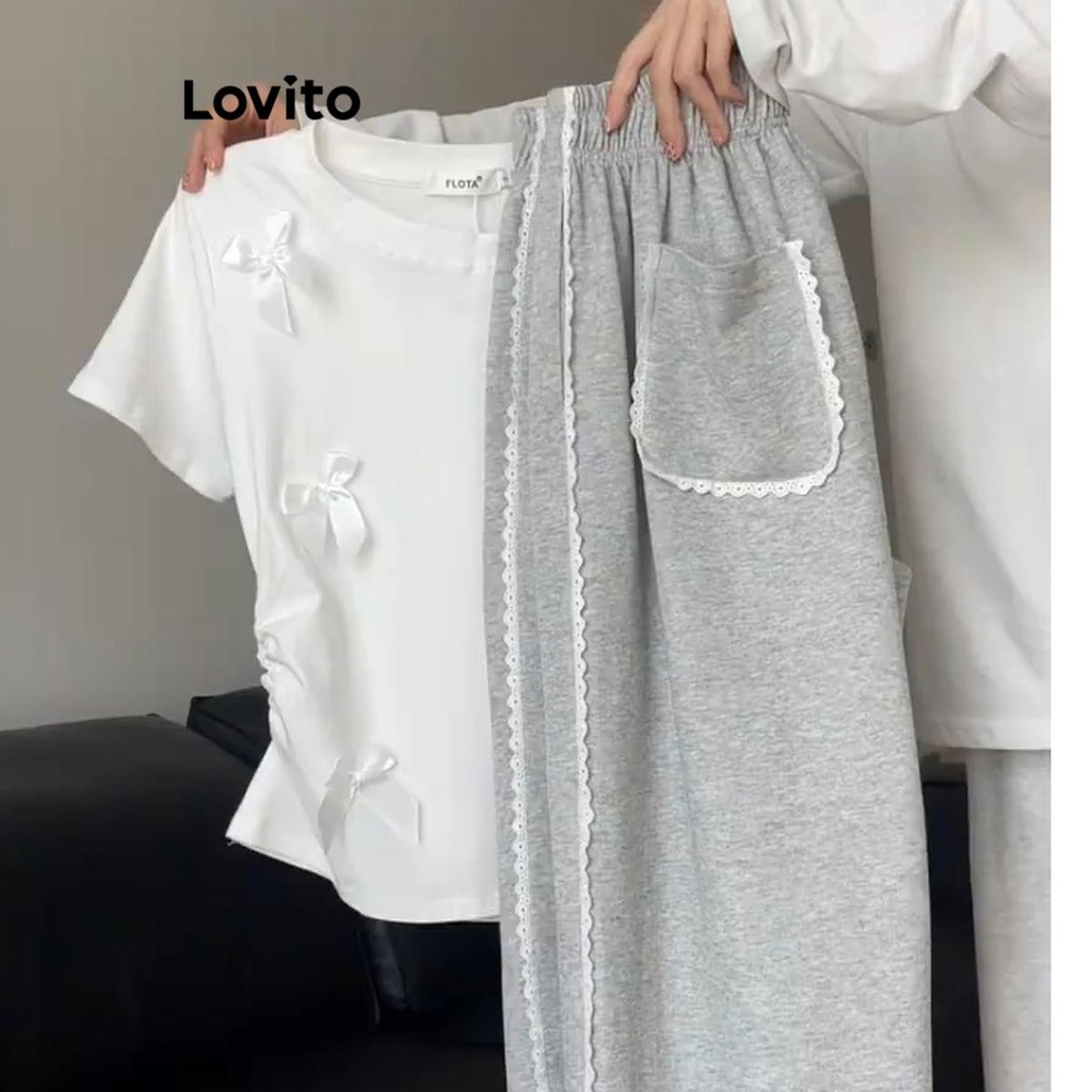 Lovito Calça Casual Calça Arco Simples Para Mulheres LNA67117 - Women Clothes