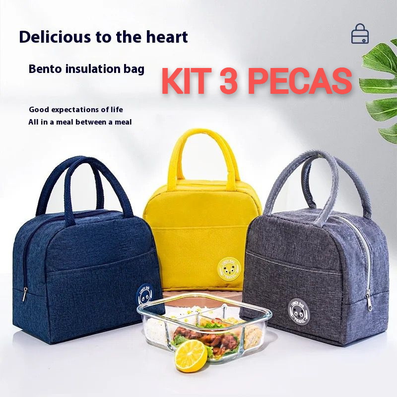 Kit 3 Bolsa Térmica Portátil Com Isolamento Térmico De adultos e infantil em Oferta na Shopee