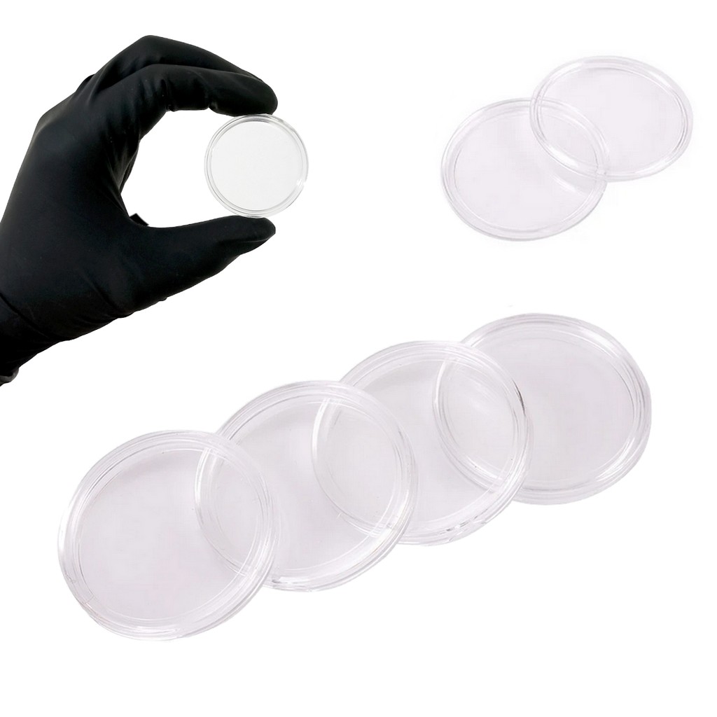 Kit 5 Capsulas 35mm Case Porta Moedas De Acrílico Redondo Coin Holder