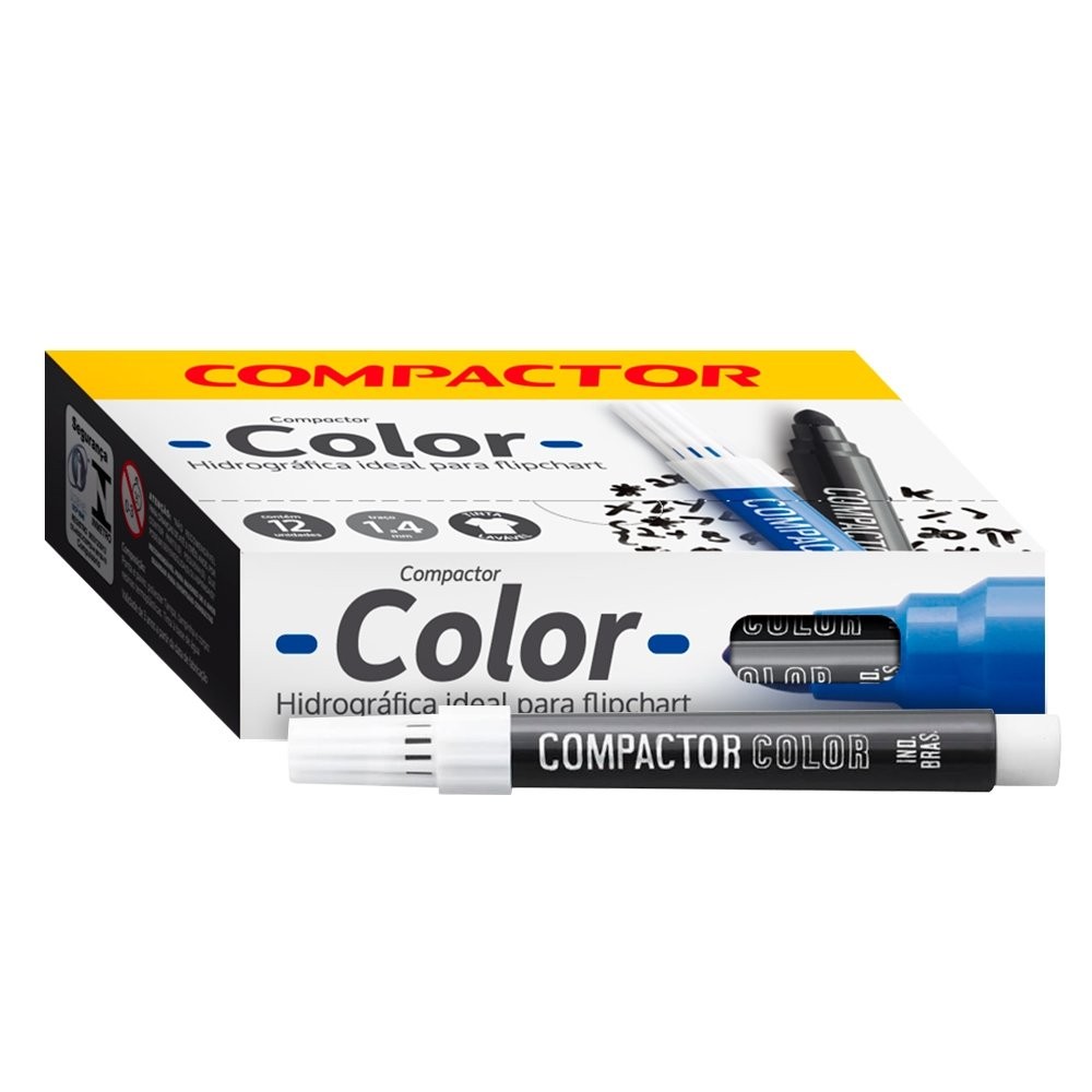 Marcador Compactor Color Avulso Preto - Embalagem com 12 Unidades em Oferta na Shopee