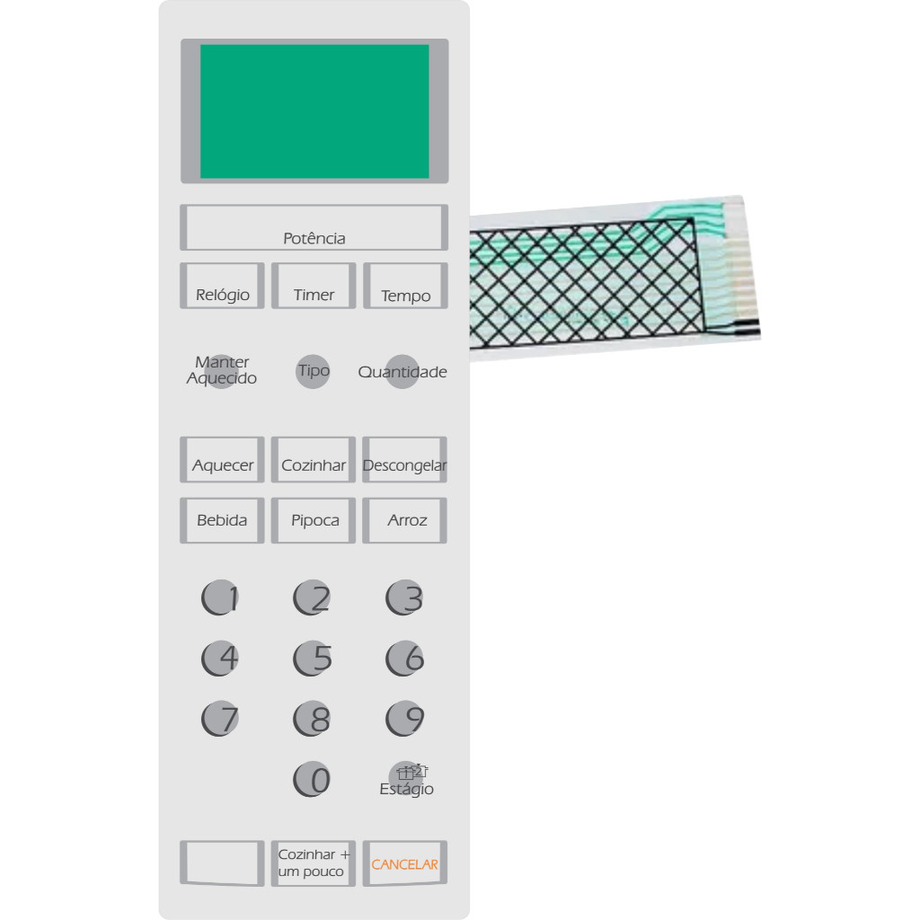 Teclado Membrana  Micro-ondas COMPATÍVEL C/ BMU27A s/dourar BRASTEMP