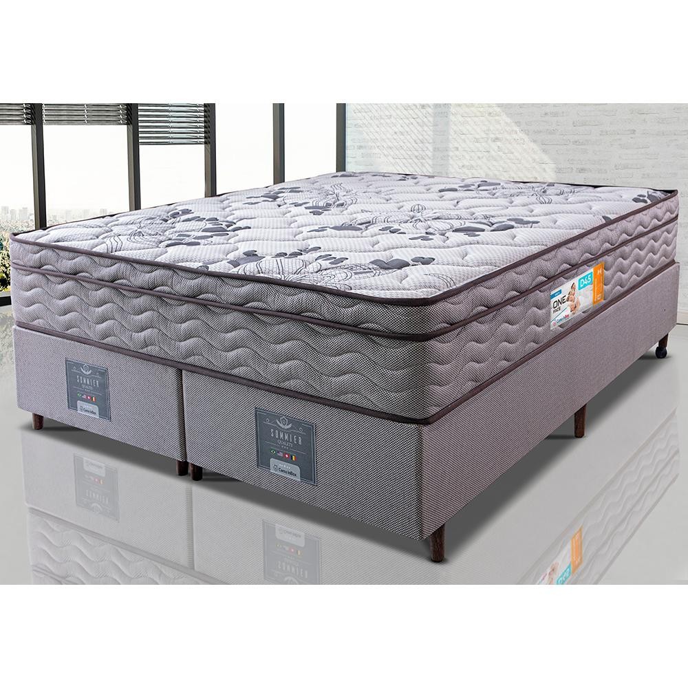 Cama Box Queen Colchão OrtoFirm + Box 158x198x67 One Face Espuma D45 Cinza em Oferta na Shopee