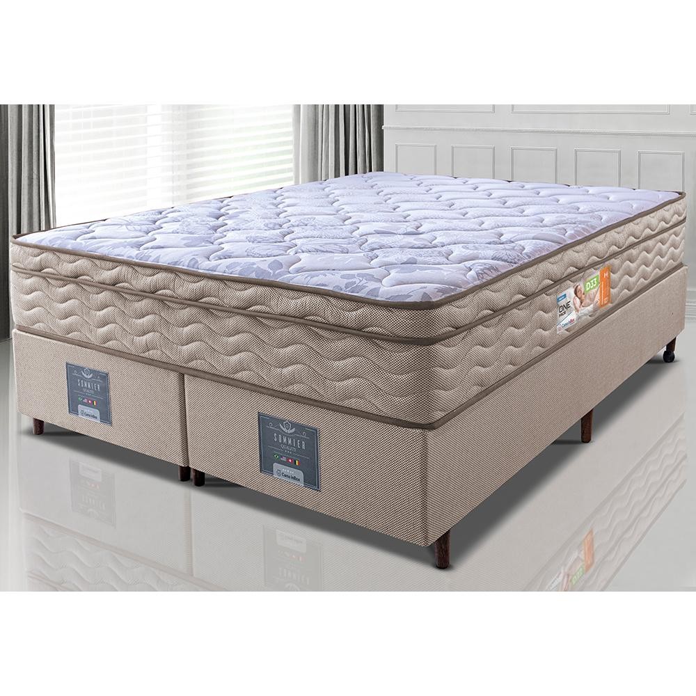 Cama Box Queen Colchão OrtoFirm + Box 158x198x67 One Face Espuma D33 Dourado - Home & Living