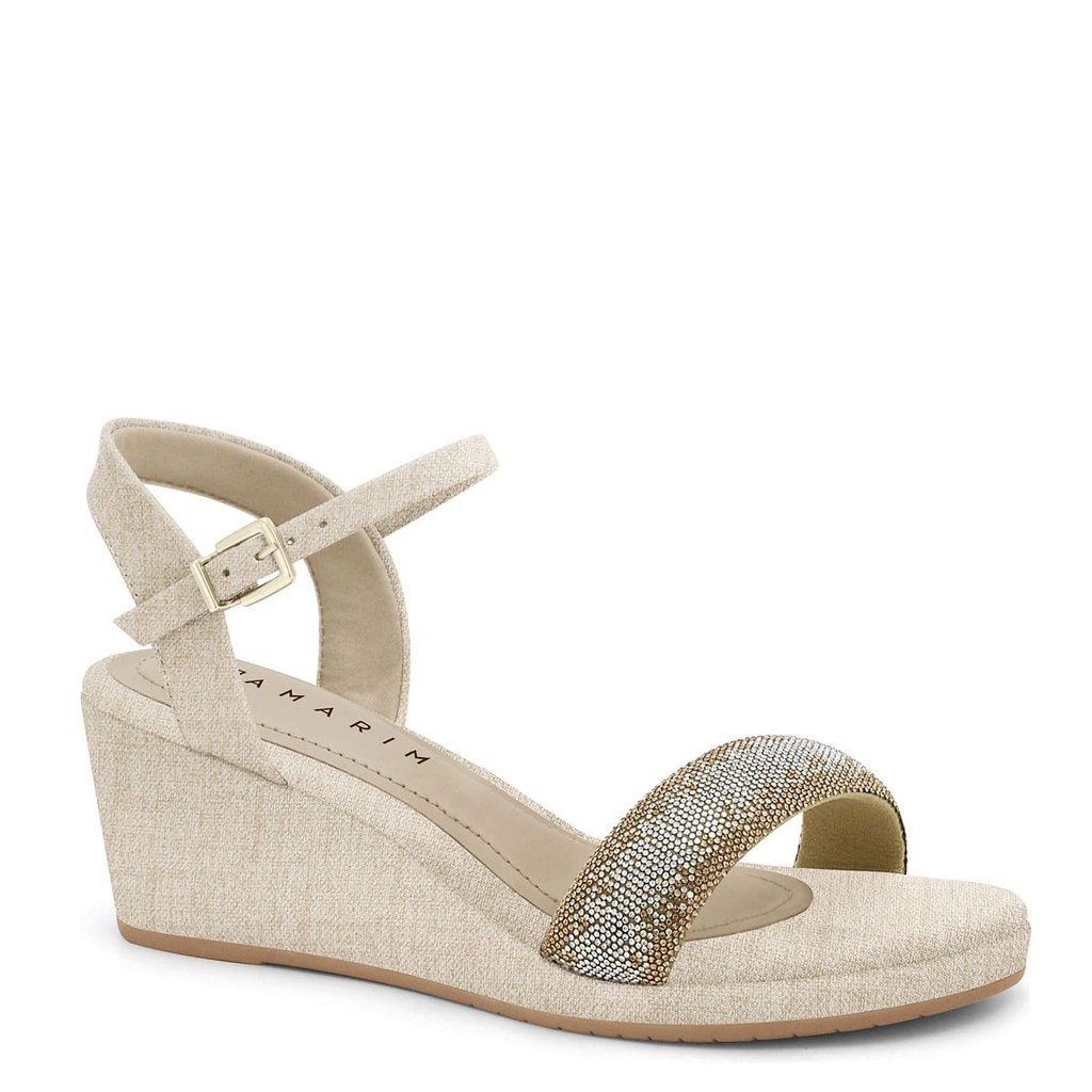 Sandália Anabela Ramarim Natural Tira Strass 2432201-8