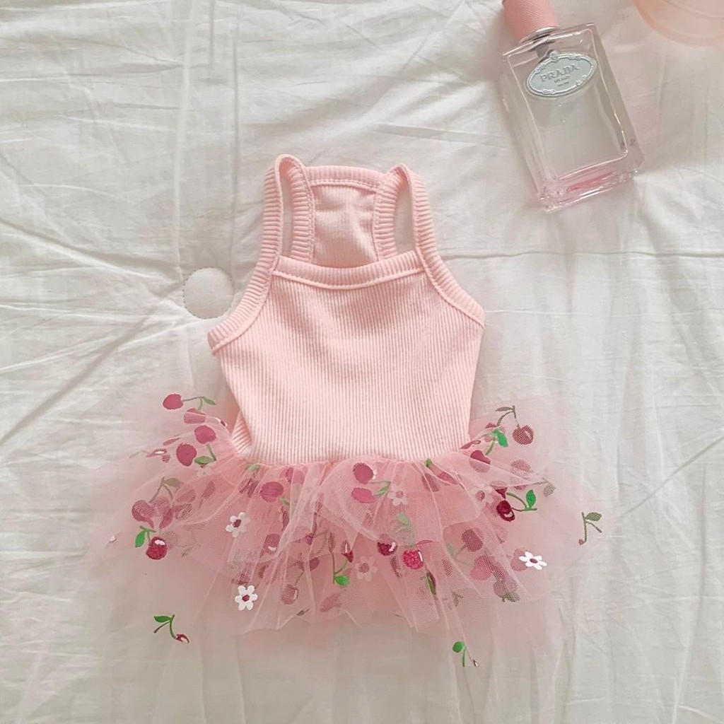 Primavera Verão Pet Cão Gato Filhote De Cachorro Tutu Vestido De Princesa Impresso Renda Saia Do Vestuário Para Animais 