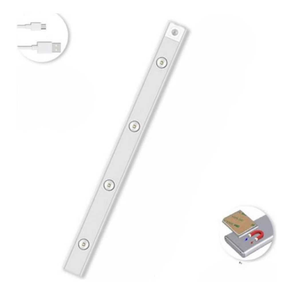 Luminaria Led Sensor Presença Recarregavel Usb Armario 60cm