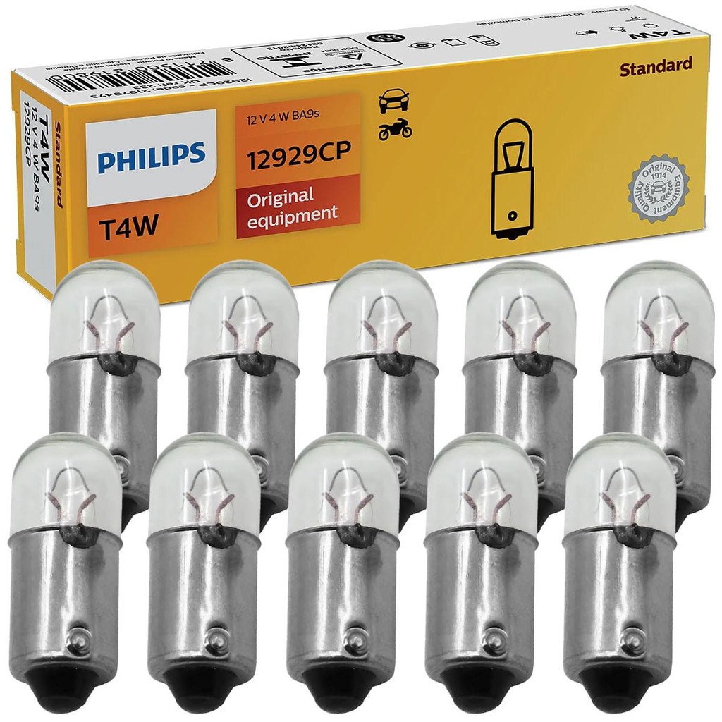 10 Lâmpada Philips Sinalização T4w 12v Tipo 69 Ba9s Auxiliar em Oferta na Shopee