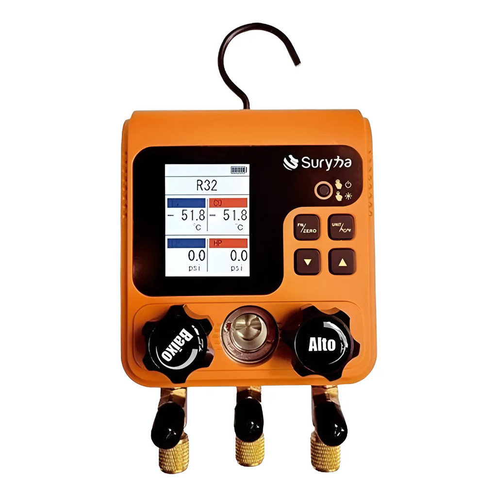 Manifold Digital Smart Suryha LCD Vácuo Estanqueidade R410 R32 R22 S/ Mangueira