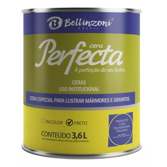 Cera Italiana Perfecta Preta Bellinzoni 3,6L em Pasta Mármore Granito