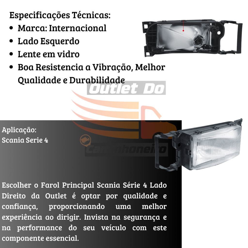 Farol Principal Scania Série 4 Lado esquerdo — foto 2